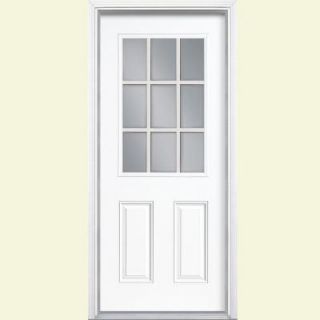 Masonite 9 Lite Painted Steel Entry Door with Brickmold 26738