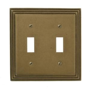 Amerelle Steps 2 Gang Toggle Wall Plate   Rustic Brass 84TTRB