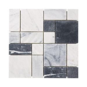 Jeffrey Court Carrara Block 12 in. x 12 in .x 8 mm Marble Mosaic Floor/Wall Tile 99051