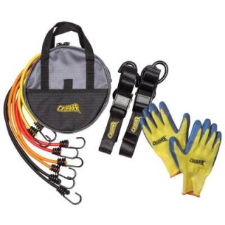 Crusher Cargo Tie Down Kit with Soft End Safety Lock Clips, Bungee Cord Kit with Assorted Lengths & Heavy Duty Black Storage Bag C0106