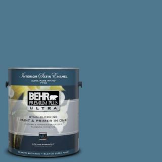 BEHR Premium Plus Ultra 1 Gal. #UL230 19 Cayman Bay Interior Satin Enamel Paint 775301