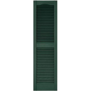 Builders Edge 15 in. x 55 in. Louvered Shutters Pair in #028 Forest Green 010140055028