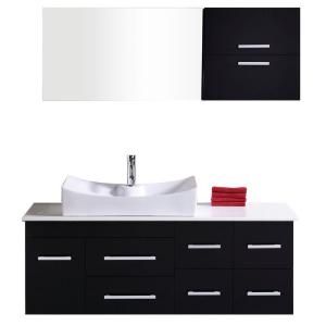 Design Element Springfield 54 in. Vanity in Espresso with Composite Stone Vanity Top and Mirror in White DEC1101