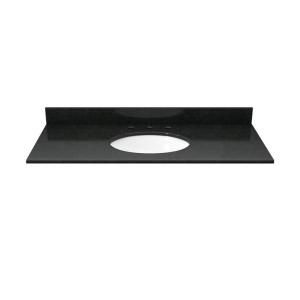 Solieque 37 in. Granite Vanity Top in Absolute Black with White Basin VT3722BLK.8.HDSOL,DSOM,DSOM