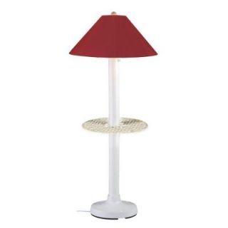 Patio Living Concepts Catalina Outdoor White Floor Lamp with Tray Table and Burgandy Shade 34691