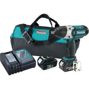 Makita 18 Volt LXT Lithium Ion Cordless 1/2 in. High Torque Impact Wrench Kit BTW450