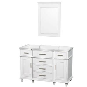 Wyndham Collection Berkeley 48 in. Vanity Cabinet with Mirror in White WCV171748SWHCXSXXM24