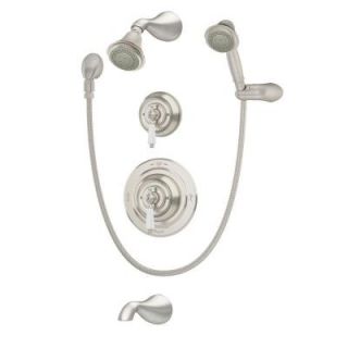 Carrington 1 Handle 3 Spray Tub and Shower Faucet with Hand Shower in Satin Nickel 4406 STN
