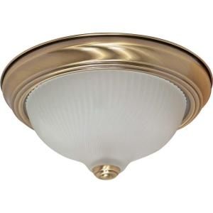 Glomar 2 Light Antique Brass Flush Mount with Frosted Swirl Glass HD 237