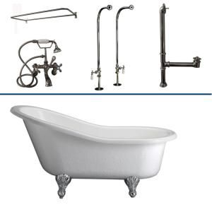 Barclay Products 5 ft. Acrylic Slipper Bathtub Kit in White with Polished Chrome Accessories TKATS60 WCP6