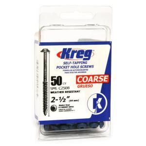 Kreg #10 x 2 1/2 in. Coarse Blue Ceramic Plated Steel Washer Head Square Drive Pocket Hole Screws (50 Pack) SML C250B 50