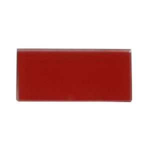 Splashback Tile Contempo Lipstick Red Frosted Glass Tile   3 in. x 6 in. x 4 mm Floor and Wall Tile Sample (1 sq. ft.) L5B12 GLASS TILE