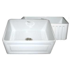 Whitehaus Reversible Apron Front Fireclay 24x18x10 0 Hole Single Bowl Kitchen Sink in White WHFLRPL2418 WH