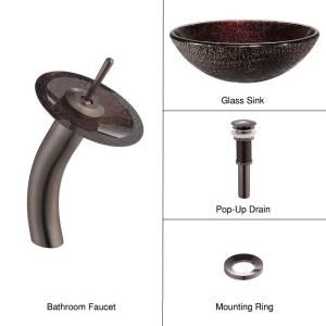 KRAUS Vessel Sink in Callisto with Waterfall Faucet in Oil Rubbed Bronze C GV 570 12mm 10ORB