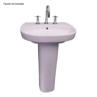 Barclay Products Zen 600 23 in. Pedestal Lavatory Sink Combo for 8 in. Widespread in White 3 928WH