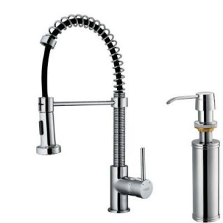Vigo Single Handle Pull Out Sprayer Kitchen Faucet with Soap Dispenser in Chrome VG02001CHK2