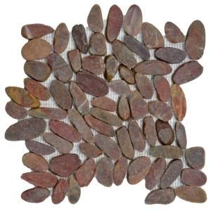 Merola Tile Riverstone Flat Red 11 3/4 in. x 11 3/4 in. x 16 mm Natural Stone Mosaic Floor and Wall Tile GDMFSRD