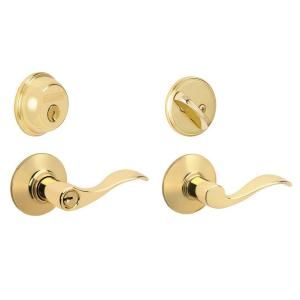 Schlage Accent Single Cylinder Bright Brass Lever Combo Pack FB350 ACC 505 605