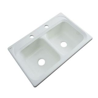 Thermocast Chesapeake Drop in Acrylic 33x22x9 in. 2 Hole Double Bowl Kitchen Sink in Sterling Silver 43282