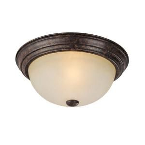 Filament Design 2 Light Chesterfield Brown Flush Mount with Mist Scavo Glass Shade CLI CPT203395849