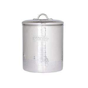 Old Dutch 6.75 in. x 9 in. Stainless Steel Hammered Cookie Jar with Fresh Seal Cover 945
