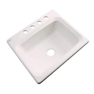Thermocast Rochester Drop in Acrylic 25x22x9 in. 4 Hole Single Bowl Kitchen Sink in Bone 25401