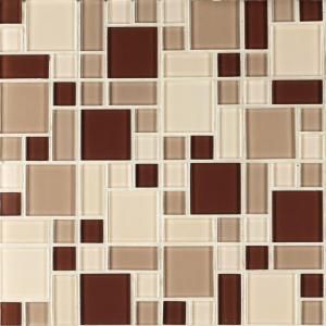 Instant Mosaic 12 in. x 12 in. Peel and Stick Beige and Brown Glass Wall Tile EKB 04 102