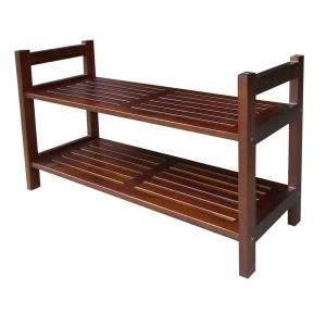 Home Decorators Collection 2 Tier 15 1/2 in. W Mahogany Stackable Shoe Rack DSR001