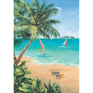 The Wallpaper Company 78 in. x 54.75 in. Brightly Colored Beach Scene Wall Mural WC1285373