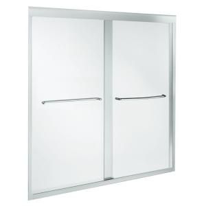 KOHLER Fluence 59 5/8 in. x 58 5/16 in. Frameless Bypass Tub/Shower Door in Brushed Nickel Finish with Clear Glass K 702205 L SHP
