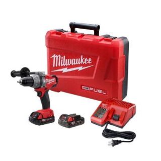Milwaukee M18 Fuel 18 Volt Lithium Ion Brushless 1/2 in. Hammer Drill/Driver Compact Battery Kit 2604 22CT