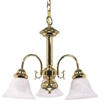 Glomar Ballerina 3 Light Polished Brass Chandelier with Alabaster Glass Bell Shades HD 186