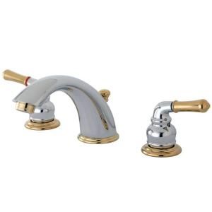 Kingston Brass 8 in. Widespread 2 Handle Mid Arc Bathroom Faucet in Chrome and Polished Brass HKB964