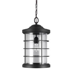 Sea Gull Lighting Sauganash 1 Light Outdoor Black Pendant with Clear Seeded Glass 6224401 12