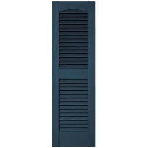 Builders Edge 12 in. x 39 in. Louvered Vinyl Exterior Shutters Pair in #036 Classic Blue 010120039036
