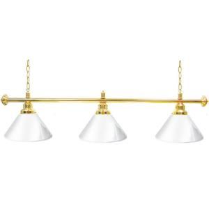 Trademark Global 60 in. Three Shade White and Brass Hanging Billiard Lamp 4800G WHI