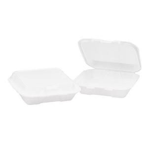 Genpak Foam Hinged Carryout Containers, 9 1/4 x 9 1/4 x 3 Snap It, 3 Compartment, White (200 Count) GNP SN203