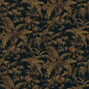 The Wallpaper Company 56 sq. ft. Black and Gold Tropical Paradise Wallpaper WC1283018
