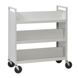Buddy Products Platinum 37 in. 3 Shelf Steel Library Book Truck 5416 32