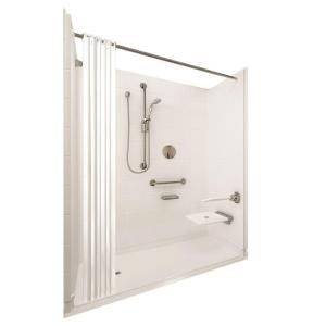 Ella Elite Brilliant 31 in. x 60 in. x 77 1/2 in. 5 Piece Barrier Free Roll In Shower System in White with Left Drain 6030 BF 5P 1.0 L WH ELB