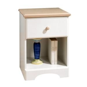 South Shore Furniture Shaker 1 Drawer Nighstand in Pure White and Natural Maple 3263062