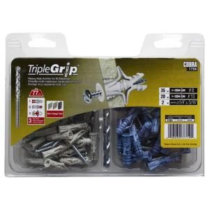 Triple Grip #8 x 1 1/4 in. and #10 x 1 1/2 in. Anchors with Screws (57 Pack) 175K