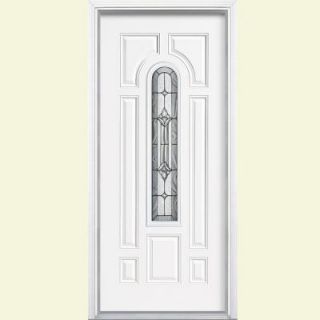 Masonite Providence Center Arch Painted Steel Entry Door with Brickmold 27995