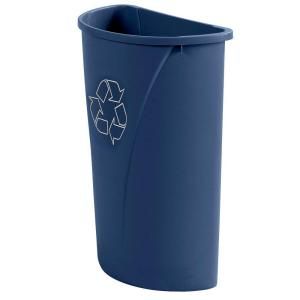 Carlisle 21 gal. Blue Half Round Trash Can Imprinted with Recycling Logo (Case of 4) 343021REC14