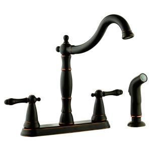 Design House Oakmont 2 Handle Side Sprayer Kitchen Faucet in Oil Rubbed Bronze 523233