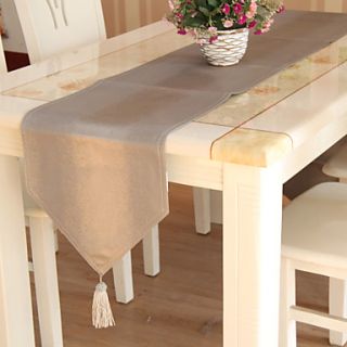 Classic Polyester Grey Jacquard Solid Table Runners