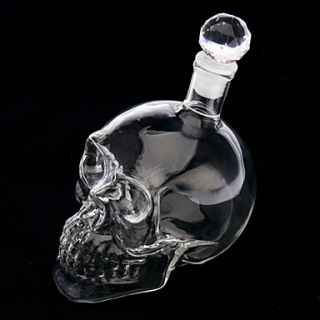 The Crystal Skull Head Shape Wine Drinking Vodka Glass Bottle Decanter Novelty Gift