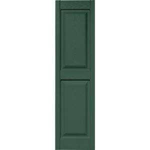 Builders Edge 15 in. x 55 in. Raised Panel Shutters Pair in #028 Forest Green 030140055028