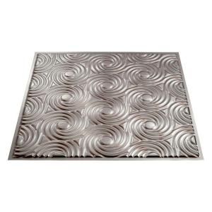 Fasade Cyclone   2 ft. x 2 ft. Brushed Nickel Glue up Ceiling Tile G72 29