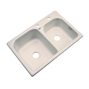 Thermocast Cambridge Drop in Acrylic 33x22x10.5 in. 2 Hole Double Bowl Kitchen Sink in Candlelyght 45205